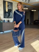 Kadın Fakir Kollu Omuz Dekolteli çapraz Ribana Detay Bluz Ve Pantolon Ikili Takım thumbnail 3