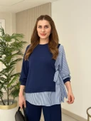 Kadın Gömlek Detay çizgili Yandan Bağlamalı Ikili Takım - 7