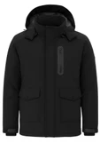 Erkek Siyah Outdoor Su Geçirmez Kapüşonlu Kışlık Kaban – Rüzgar ve Yağmura Dayanıklı - 1