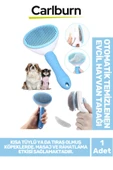 Premium Otomatik Tuşlu Temizlenen Evcil Hayvan Kedi Köpek Pet Tüy Toplayıcı Tarağı - Mavi - 1