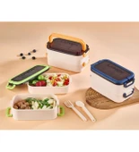Taşınabilir Yemek Kabı 2 Katlı Lunch Box Diyet Beslenme Kutusu Saklama Kabı Çatal Kaşıklı Sefer Tası - 2