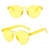 Sert Mika Oval Şekilli Çerçevesiz Sarı Gözlük Retro Parti 5x14 Cm - 3