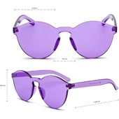 Sert Mika Oval Şekilli Çerçevesiz Mor Gözlük Retro Parti 5x14 Cm - 6