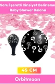 Premium Ürün Cinsiyet Belirleme Partisi Siyah Büyük Soru İşaretli 45cm Kız Bebek Baby Shower Balonu - 1