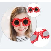 Kırmızı Renk Papatya Şekilli Parti Gözlüğü 18x10 Cm thumbnail 6