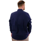 Büyük Beden Erkek Klasik Gömlek Likralı 20351 Lacivert thumbnail 4