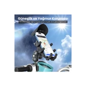 Gidon Bağlantılı Güneş Ve Yağmur Korumalı 360° Derece Ayarlanabilir Motosiklet Bisiklet Telefon Tutucu - 4