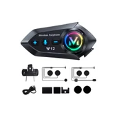 Y12  Motor Kask Kulaklık Rgb Modlu Radyolu Motosiklet Kulaklık 5.3 Bluetooth Intercom - 1