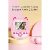 Dijital Video Fotoğraf App Destekli Çocuk Kamerası Termal Resim Kağıt Baskılı Yazıcı Pembe - 2