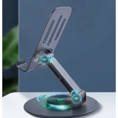 Dönebilir ve Katlanabilir Masaüstü Metal Telefon Tutucu thumbnail 3