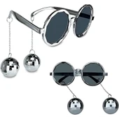 Disko Toplu Küpeli Parti Gözlüğü Gümüş Renk - 1