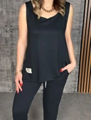 Kadın Askılı Yuvarlak Yaka Viskon Iki Iplik Bluz Ve Eşofman Altı Ikili Takım thumbnail 2