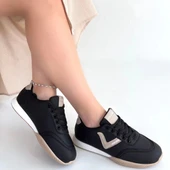 Jowen Siyah Cilt Bej Detaylı Bağcıklı Spor Ayakkabı - 4