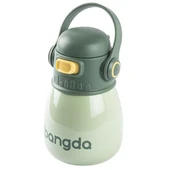 Tantitoni Yeşil Çift Katmanlı Tutacaklı Paslanmaz Çelik Çocuk Termosu 400ml - 1