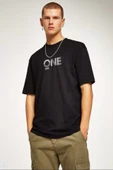 Unisex Baskılı Oversize T-Shirt - Siyah - 2