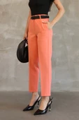 Kemer Detaylı Beli Lastikli Kumaş Pantolon 6163-Oranj thumbnail 4
