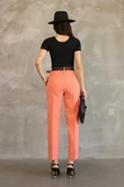 Kemer Detaylı Beli Lastikli Kumaş Pantolon 6163-Oranj thumbnail 6