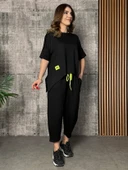 Kadın Kısa Kollu Bisiklet Yaka Viskon Iki Iplik Bluz Ve Pantolon Ikili Takım thumbnail 1