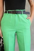 Kemer Detaylı Beli Lastikli Kumaş Pantolon 6163-Yeşil thumbnail 5