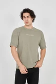 Unisex Jakar Kumaş Rahat Kol T-Shirt - Açık Yeşil thumbnail 3