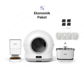 Xenon Smart Akıllı Otomatik Kameralı Kedi Tuvaleti Paslanmaz Çelik Kaseli Mama Kabı Akıllı Bataryalı Su Pınarı ve Filtre 4'lü Pet Seti - 1