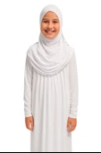 Kendinden Başörtülü Çocuk Penye   Namaz Elbisesi – 9-10-11 yaş/110 cm| Kız Çocuk İçin Namaz Kıyafeti - 1