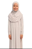 Kendinden Başörtülü Çocuk Penye   Namaz Elbisesi – 9-10-11 yaş/110 cm| Kız Çocuk İçin Namaz Kıyafeti - 6