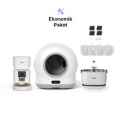 Xenon Smart Akıllı Otomatik Kameralı Kedi Tuvaleti Paslanmaz Çelik Kaseli 4LT Mama Kabı Akıllı Bataryalı Su Pınarı ve Filtre 4'lü Pet Seti - 1