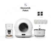 Xenon Smart Akıllı Otomatik Kamerasız Kedi Tuvaleti Paslanmaz Çelik Kaseli 4LT Mama Kabı Akıllı Bataryalı Su Pınarı ve Filtre 4'lü Pet Seti - 1