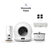 Xenon Smart Akıllı Otomatik Kameralı Kedi Tuvaleti Paslanmaz Çelik Kaseli 5LT Mama Kabı Akıllı Bataryalı Su Pınarı ve Filtre 4'lü Pet Seti - 1