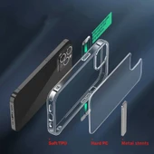 Apple iPhone 14 Pro Kılıf Standlı Şeffaf Silikon Zore L-Stand Kapak - 9