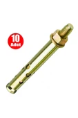 BOLTER Gömlekli (10 Ad) Çakma Çelik Dübel M10x110mm Tavan Beton Asma Aparat Raf Montaj Bağlantı Zemin Monte - 1