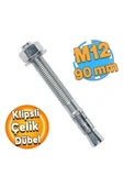 BOLTER Saplamalı Klipsli Çelik Dübel M12x90 Mm Raf Montaj Bağlantı Zemin Tavan Beton Asma Aparat 1 Ad - 1