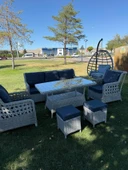 Ayaz 7 Kişilik Rattan Bahçe Oturma Grubu  3+1+1 Koltuk, Cam Masa Ve 2 Puf Hediyeli Salincakli - 2