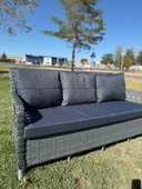 Ayaz 7 Kişilik Rattan Bahçe Oturma Grubu 3+1+1 Koltuk, Cam Masa Ve 2 Puf Hediyeli - 5