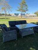 Ayaz 7 Kişilik Rattan Bahçe Oturma Grubu 3+1+1 Koltuk, Cam Masa Ve 2 Puf Hediyeli - 1