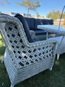 Ayaz 7 Kişilik Rattan Bahçe Oturma Grubu  3+1+1 Koltuk, Cam Masa Ve 2 Puf Hediyeli Salincakli - 6