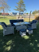 Ayaz 7 Kişilik Rattan Bahçe Oturma Grubu  3+1+1 Koltuk, Cam Masa Ve 2 Puf Hediyeli Salincakli - 1