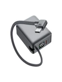 20W Hızlı Şarj Powerbank 10000mAh LCD Ekranlı, Dahili Type-C Girişli Kablolu Taşınabilir Şarj thumbnail 4