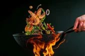 ThermoAD Granit Döküm Wok Tava 28cm - Gri - 4
