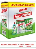 Renax Avantajlı Paket 3 lü Set Bulaşık Makinesi Kapsülü 33 Lü Tuzu 1,5 Kg Parlatıcı 400 Ml thumbnail 1