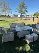 Ayaz 7 Kişilik Rattan Bahçe Oturma Grubu  3+1+1 Koltuk, Cam Masa Ve 2 Puf Hediyeli - 2