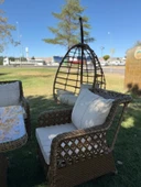 Ayaz 7 Kişilik Rattan Bahçe Oturma Grubu  3+1+1 Koltuk, Cam Masa Ve 2 Puf Hediyeli Salincakli - 4