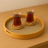 Dekorasyaa Yuvarlak Bambu Tepsi 3'lü Set - 25x30x35 - 5