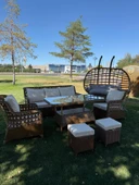 Ayaz 7 Kişilik Rattan Bahçe Oturma Grubu  3+1+1 Koltuk, Cam Masa Ve 2 Puf Hediyeli - 2