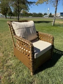 Ayaz 7 Kişilik Rattan Bahçe Oturma Grubu  3+1+1 Koltuk, Cam Masa Ve 2 Puf Hediyeli Salincakli - 6