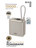 20W Hızlı Şarj Powerbank 10000mAh LCD Ekranlı, Dahili Type-C Girişli Kablolu Taşınabilir Şarj thumbnail 1