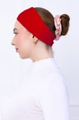 Loggia Kaymayan Silikonlu Bandana Bone Kırmızı - Kadın Tesettür Dikişsiz Kaymaz Geçme - Sportif Saç Bandı - 2