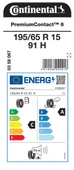 CONTİNENTAL 195/65R15 91H PC6 YAZ LASTİGİ ÜRETİM YILI:2025 - 2