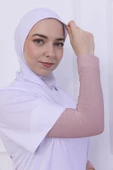 Loggia Likralı Penye Kolluk Pudra - Pratik Kadın Tesettür Düz Namaz Kolluğu 1 Çift 40cm Viskon Hijab thumbnail 1